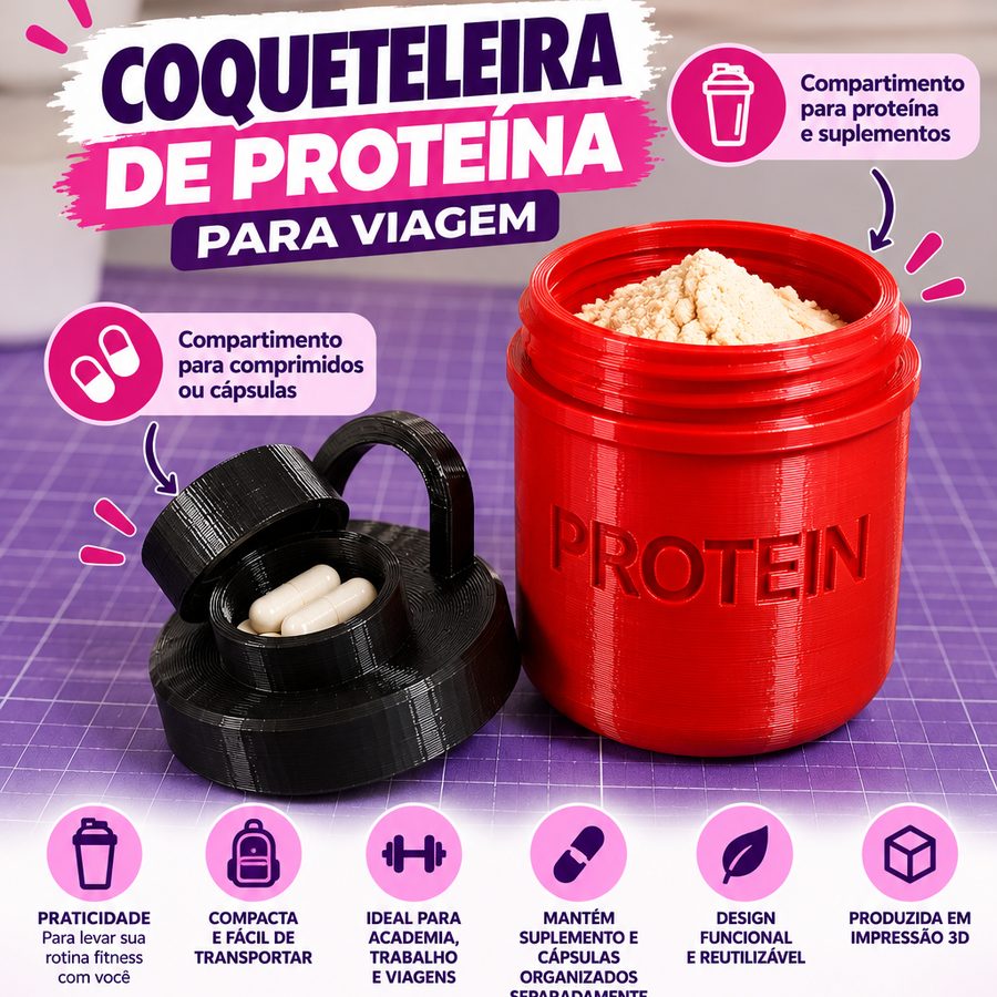 Coqueteleira de proteína para viagem