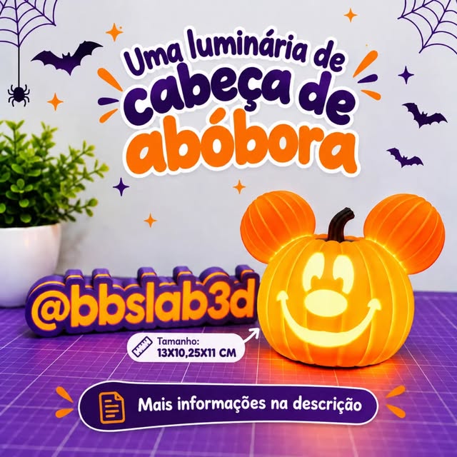 Luminária cabeça de abóbora