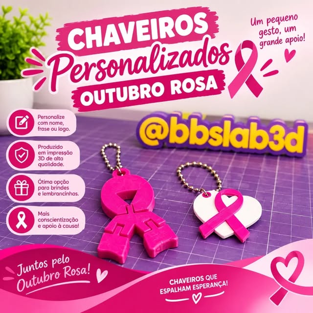 Chaveiros Outubro Rosa