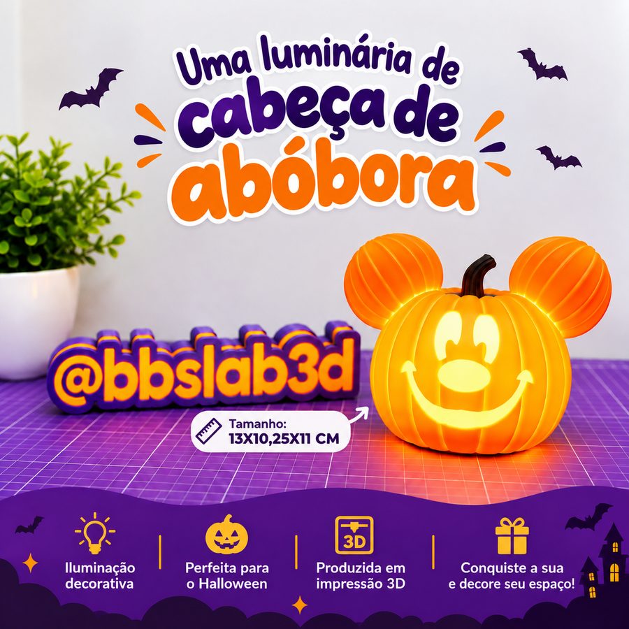 Luminária cabeça de abóbora